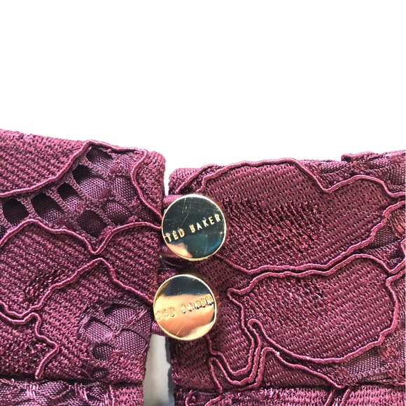 Ted Baker | London Maroon/Burgundy Lace Sheath Dress Sleeveless | Size 1 - Picture 10 of 15